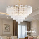 Murano Glass Tiered Chandelier with Gold Frame