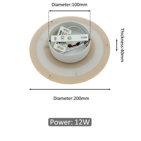 Wall Lamp: Modern Copper Round dimensions and specifications including power and sizes.
