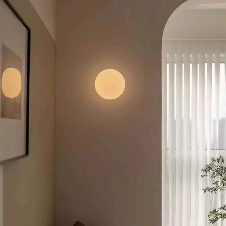 Frosted Glass Globe Wall Light - Modern LED Sconce