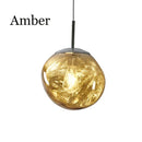 Nordic Lava Pendant Light in amber color showcasing a modern design with swirling glass patterns.