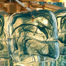 Blue Glass Chandelier with Polished Chrome Finish