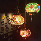 Turkish Mosaic Pendant Light – Handmade LED Chandelier with Rich Ethnic Charm