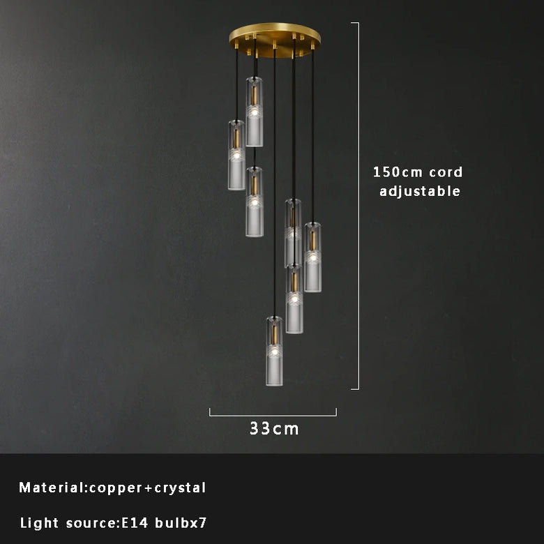 Crystal Glass Pendant Light with Copper Detail - Several Designs