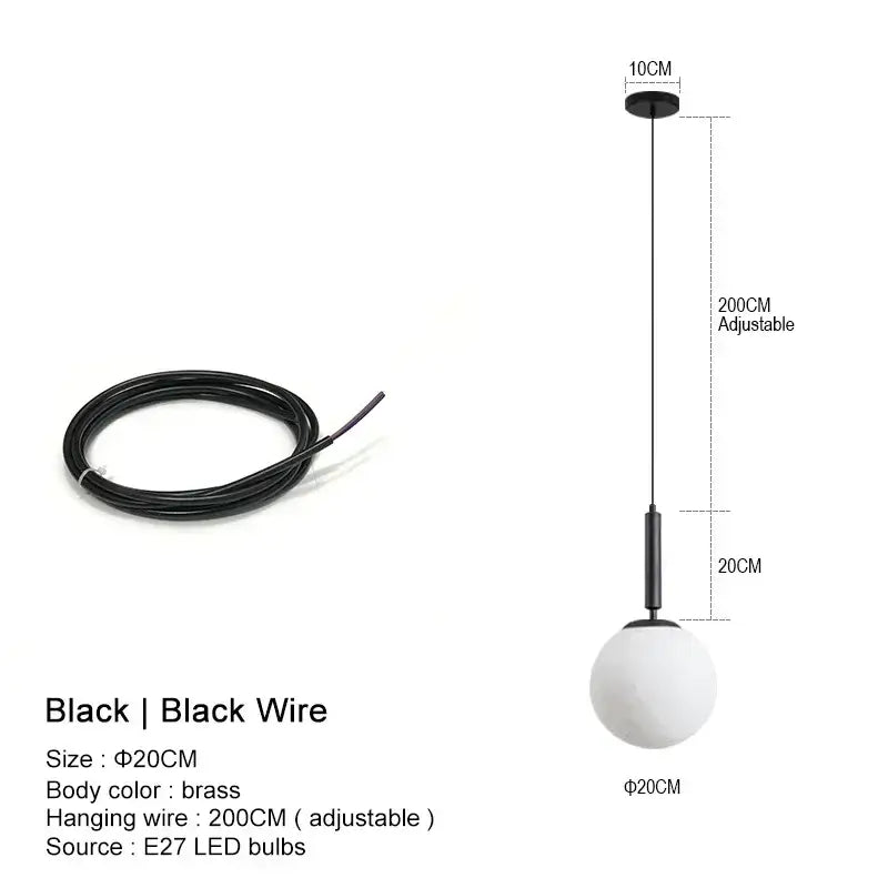 Mid-Century Modern Glass Ball Pendant Light
