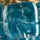 Blue Glass Chandelier with Polished Chrome Finish
