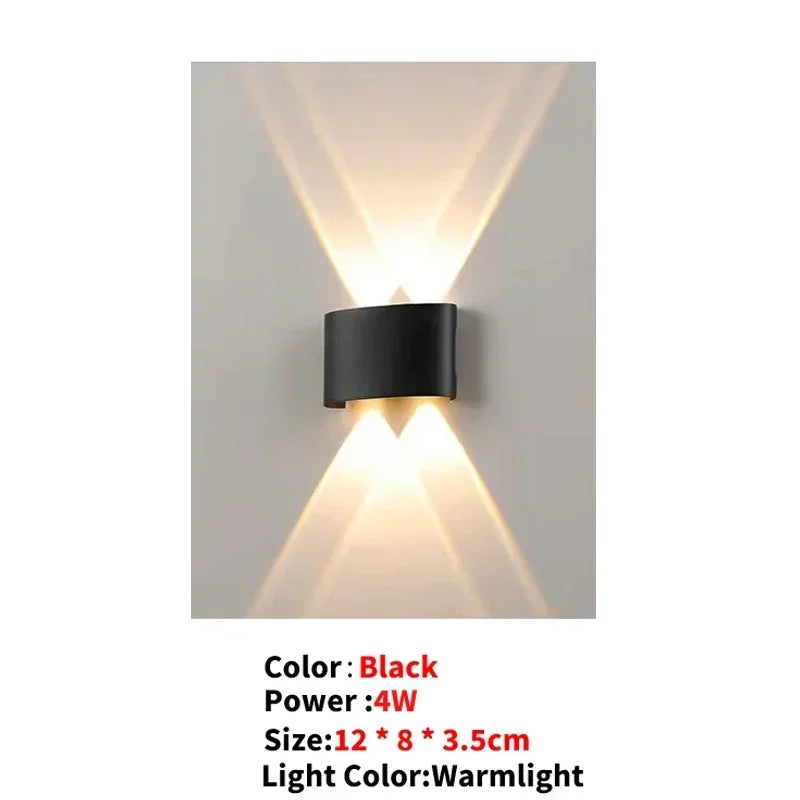 Bathroom Modern Waterproof LED Wall Lamp - Black or White with Gold