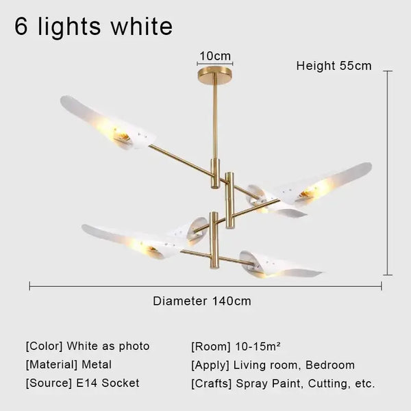 Hoxton - Typical 50s Pendant Light showcasing its 6-light design, white finish, and durable metal construction.