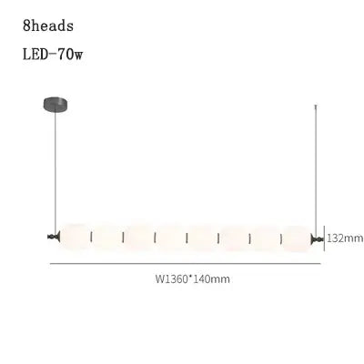 Modern Diffused Light Strip Pendant | Elegant Lighting Solution with 8 LED heads for stylish illumination.
