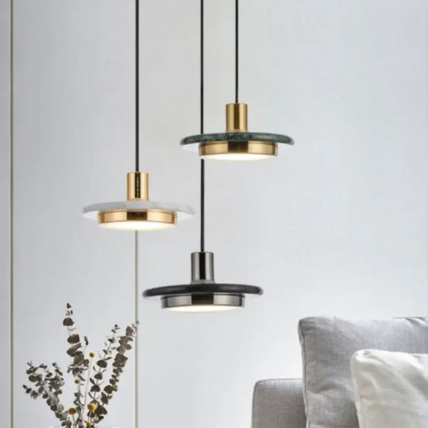 Marble LED Pendant Lights – Modern Elegance Redefined featuring three color variants and luxurious design in a stylish interior.