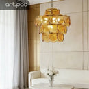 Tiered Glass Disc Chandelier in Nickel Finish