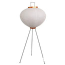 Japanese Rice Paper Table Lamp with a bamboo base and black tripod stand.