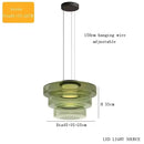 Layered Glass Pendant Light – Modern Amber, Green or Smoke Grey LED Suspension with adjustable wire.