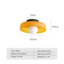 Retro Glass Disc Ceiling Light – Colourful Nordic Flush Mount Fixture for Hallways and Bedrooms in vibrant yellow.