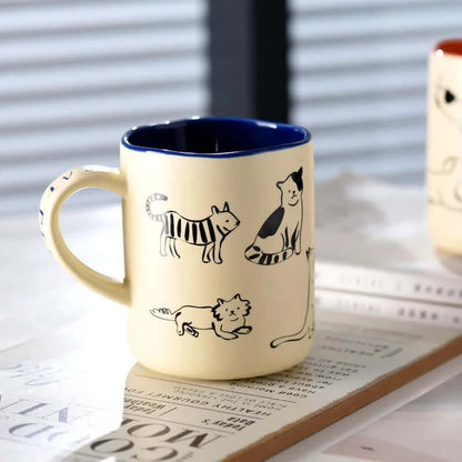 Mugs, Mugs, Mugs, Large creative Ceramic Coffee Mug with Cat & Dog Design