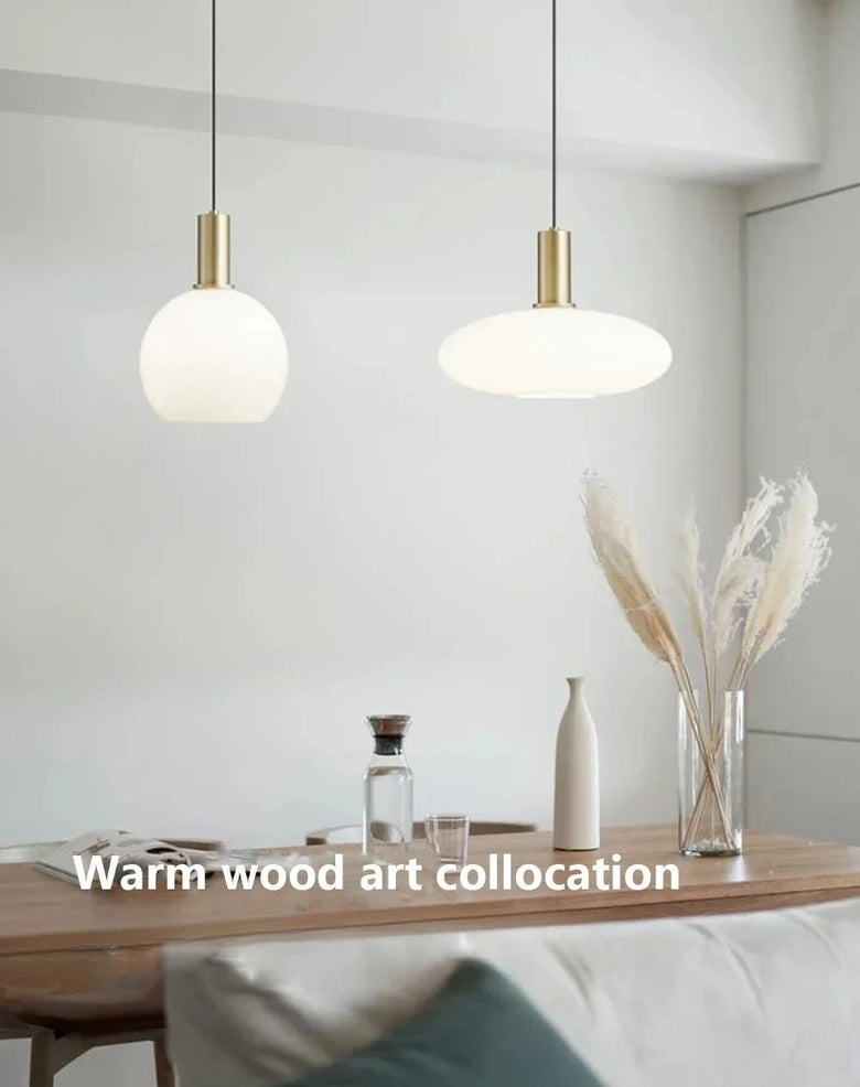 Nordic Glass Pendant Light with Brass Detail