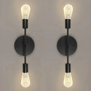 Double Wall Lights in modern design with black finish and exposed bulbs for stylish illumination.