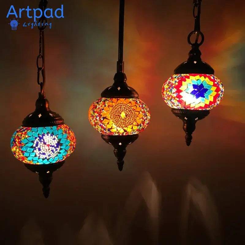 Turkish Mosaic Pendant Light – Handmade LED Chandelier with Rich Ethnic Charm