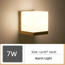 Wood and Frosted Glass Japanese Minimalist Sconces with warm light, size 12cm x 14cm, elegant minimalist design.
