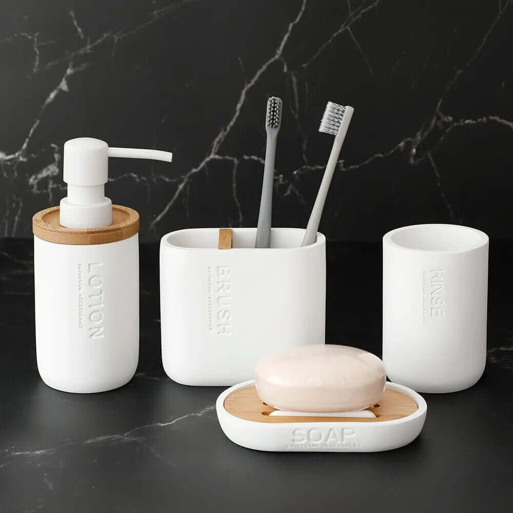 Elegant Designer Bathroom Accessories Set – Sleek & Modern Black or White