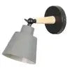 Nordic Solid Wood Bedroom Wall Lamp with gray shade and sleek iron finish for modern decor.