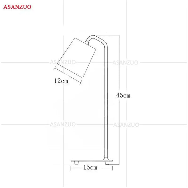 Metal Desk Lamp dimensions showing height of 45cm, shade height of 12cm, and base width of 15cm.
