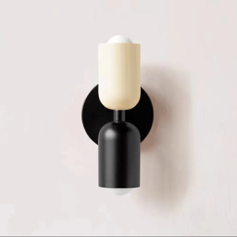 Postmodern Two-Tone Pill Wall Sconce, on black plate
