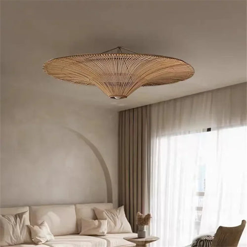 Vintage Designer Rattan Pendant Light