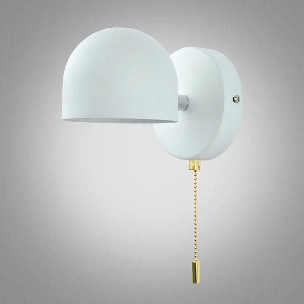 Semi-Sphere Switch or Plug Wall Lights in sleek white finish with pull chain, perfect for modern interiors.