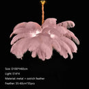 Nordic Feather Pendant Light – Art-Inspired Modern Ceiling Chandelier featuring pink ostrich feathers and metallic detailing.