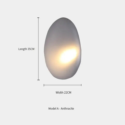 Elegant Frosted Glass Pebble Wall Lamp - Minimalist Nordic Style dimensions measuring 35CM length and 22CM width.