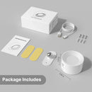 Rechargeable Bedside Wall Lamp package contents with LED wall sensor, USB cable, wall adhesive, and installation accessories.