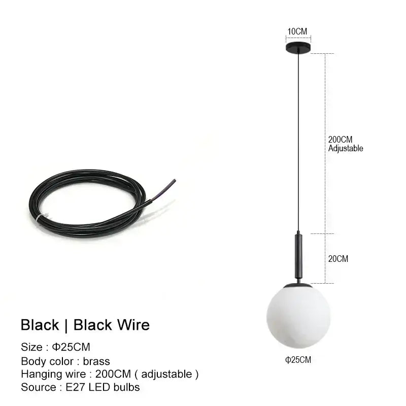 Mid-Century Modern Glass Ball Pendant Light