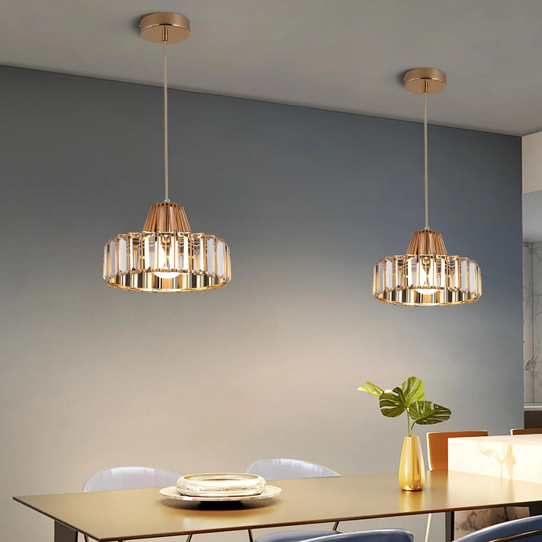 Drum Prism Pendant Light, Modern Glam - Black or Gold