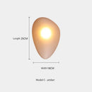 Elegant Frosted Glass Pebble Wall Lamp - Minimalist Nordic Style dimensions showing amber model.