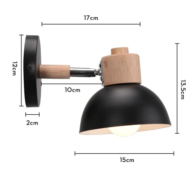 Collection of Modern Nordic Wooden Wall Lights with black and wood finish, perfect for stylish interiors.