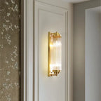 Art Deco Brass & Crystal Bathroom Sconces