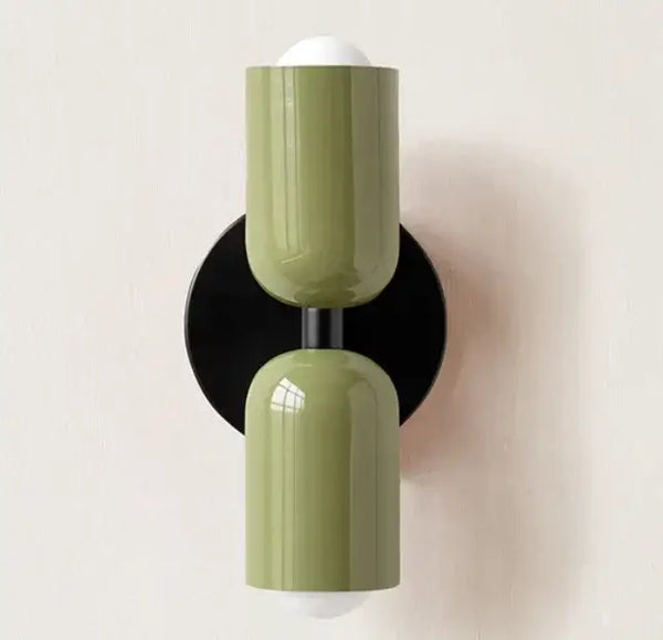 Classic Midcentury Modern Wall Lamp (10x25cm) in green and black for stylish lighting.