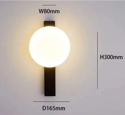 Minimalist Nordic Wall Lamp with Frosted White Ball dimensions W80mm H300mm D165mm
