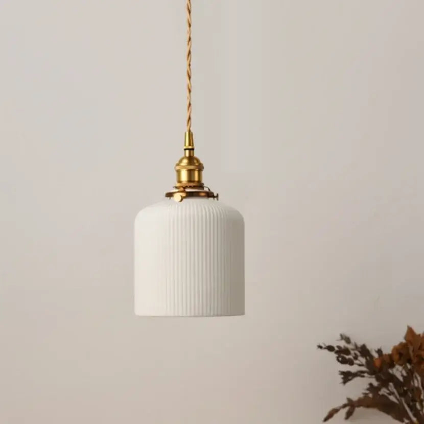 White Ceramic Lamp with Brass Base - Elegant & Timeless