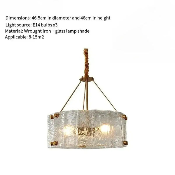 Suspension en cristal texturé avec monture dorée