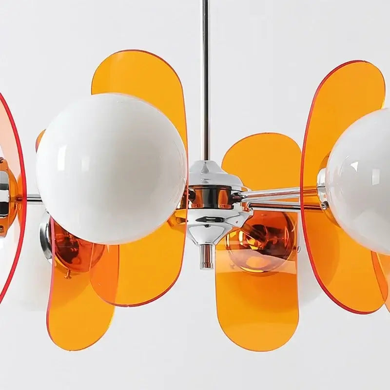 Rare Mid-Century Orange Chandelier