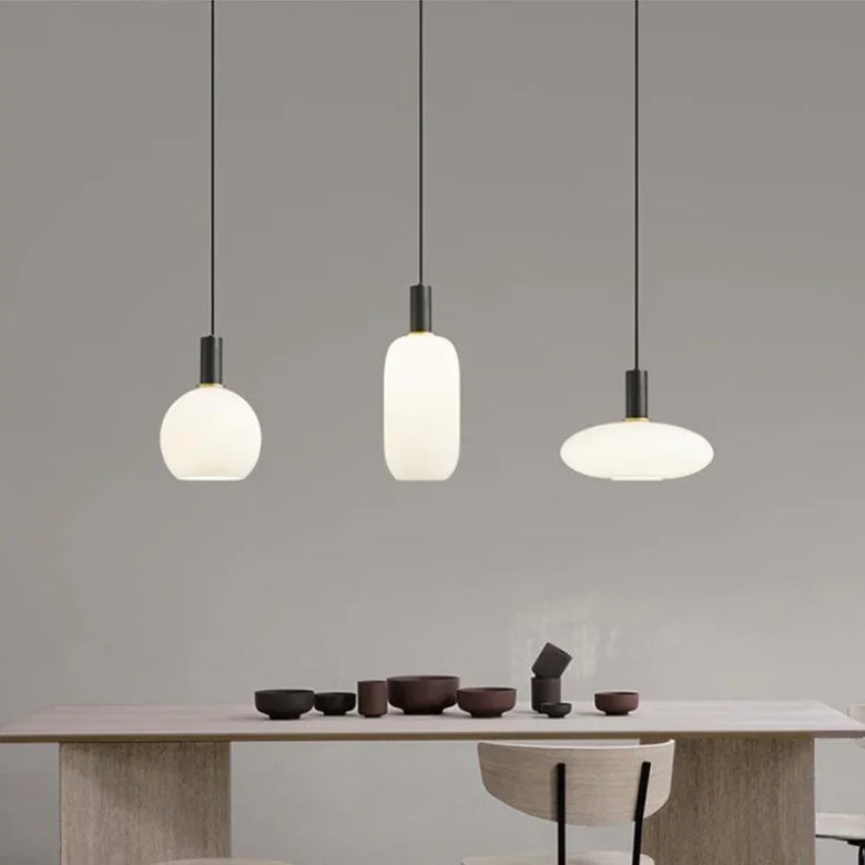 Nordic Glass Pendant Light with Brass Detail
