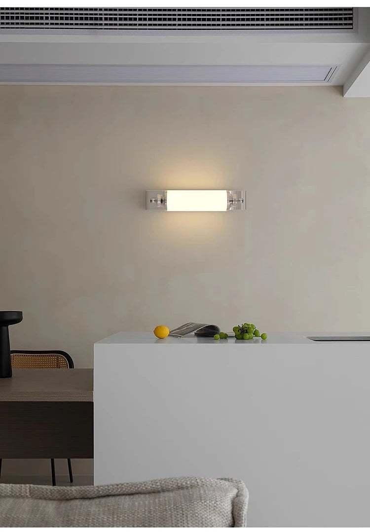 Steel & Glass Modern Wall Light 30cm