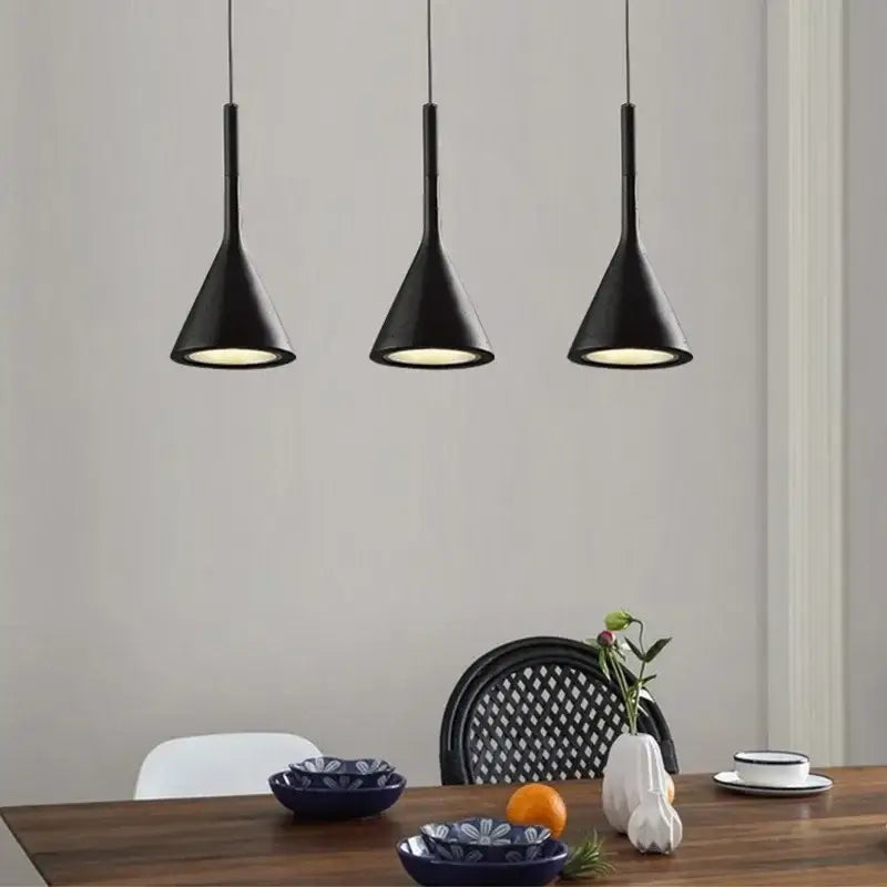 Nordic minimalist funnel pendant light in soft matte colours, view 3