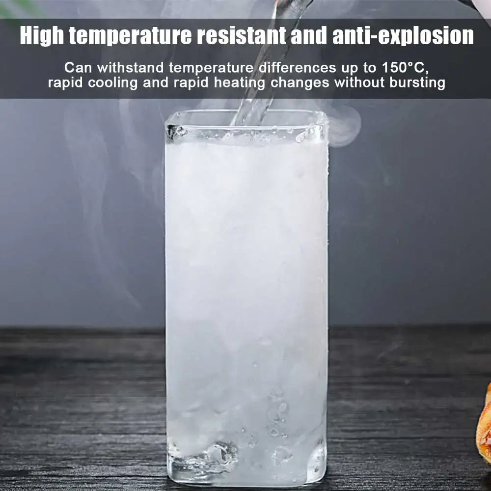 Transparent Square Glass for Hot or Cold Beverages – Milk, Tea, Coffee, Juice & More