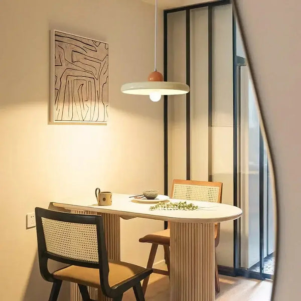 70s Dine In Kitchen Ceiling Light illuminating a stylish dining area with modern decor and a retro vibe.