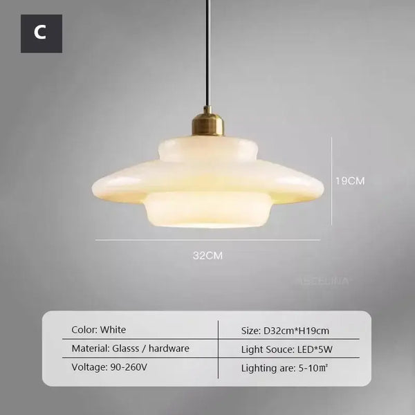 Nordic Vintage Pendant Light | Scandinavian Chic Decor in cream glass with nickel finish, ideal for kitchens and dining rooms.