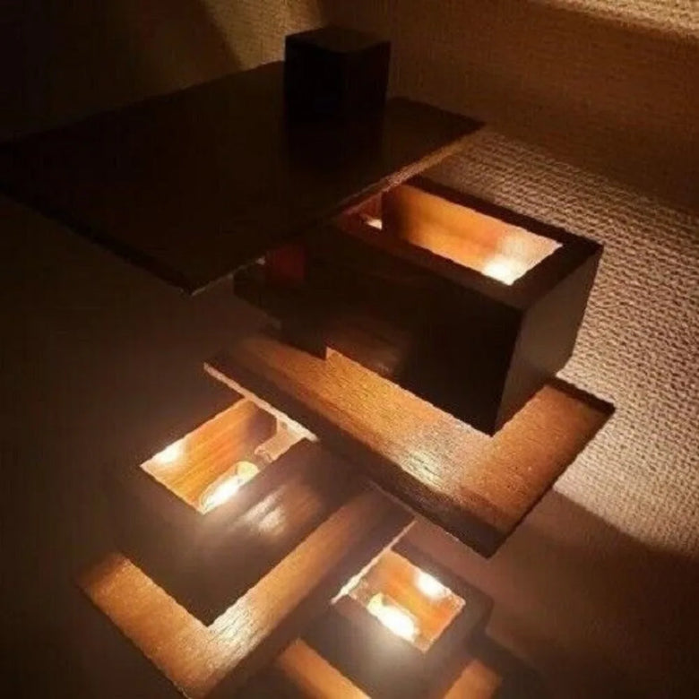 Modern Geometric Wood Wall Light with Sculptural Design