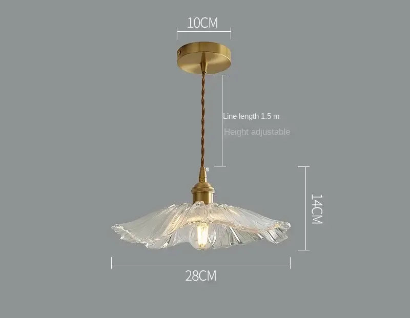 Glass Pendant Light with Brass Accents