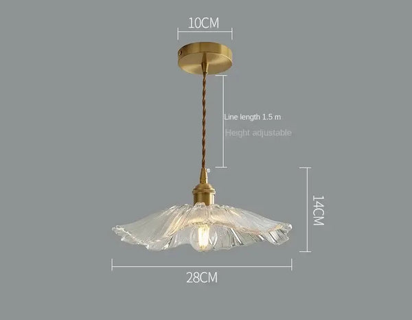 Elegant Glass Pendant Light with Brass Accents - Illuminate with Style, featuring transparent glass and brass details.